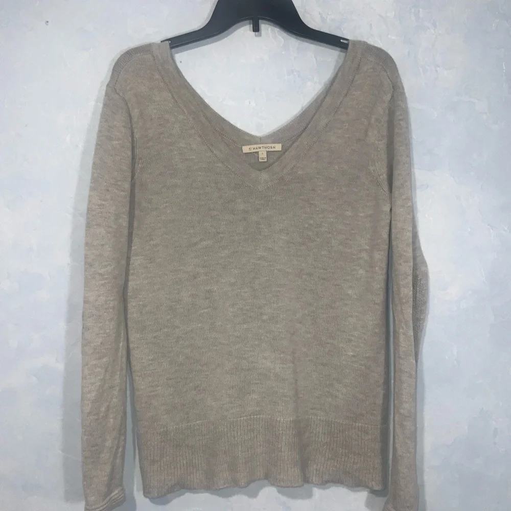 41 Hawthorn Gray Double V Wool Blend Casual Soft Long Sleeve Sweater Small